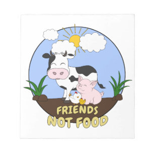 Friends Not Food - Cute Cow, Pig and Chicken Notepad