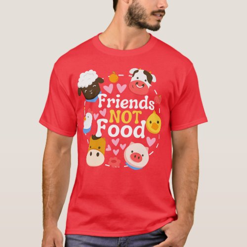 Friends Not Food Cute Farm Animals Funny Vegan Veg T_Shirt