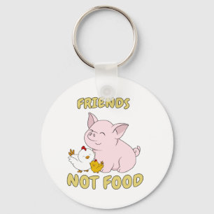 Friends Not Food - Cute Pig and Chicken Keychain