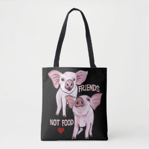 Friends not Food Cute Pigs Tote Bag