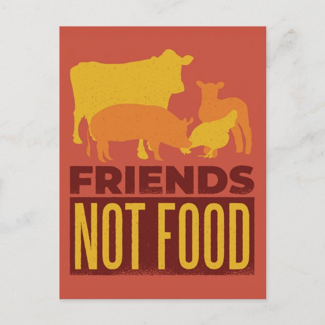 Friends Not Food Farm Animals Postcard (Front)