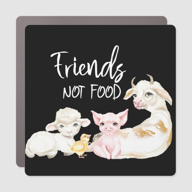 Friends Not Food Vegan Animal Lover Car Magnet (Front)