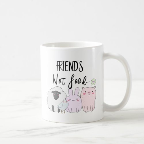 Friends Not Food Vegan Animals Handwritten Coffee Mug