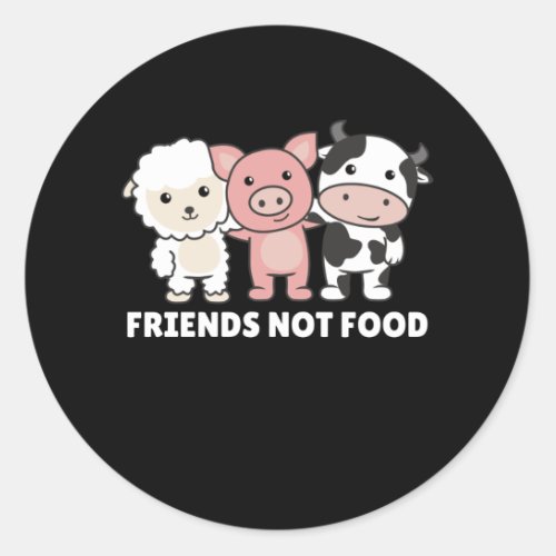 Friends Not Food Vegan Sheep Pig Cow Classic Round Sticker