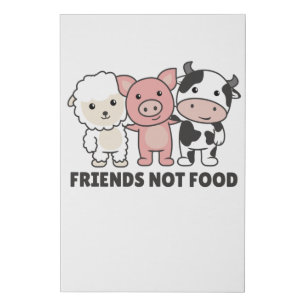 Friends Not Food Vegan Sheep Pig Cow Faux Canvas Print