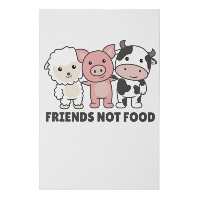 Friends Not Food Vegan Sheep Pig Cow Faux Canvas Print (Front)
