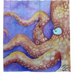 "Friends" Octopus & Crab, Fish with Attitude Shower Curtain