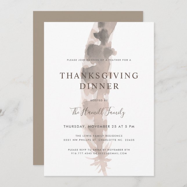 Friends of a Feather | Thanksgiving Potluck Invitation (Front/Back)