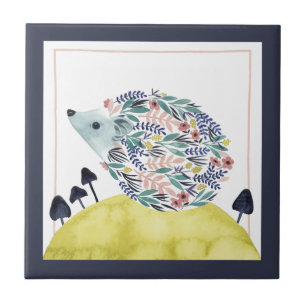 Friends of Clementine Folk Art Hedge Hog Ceramic Tile