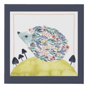 Friends of Clementine   Folk Art Hedge Hog Faux Canvas Print