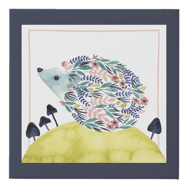 Friends of Clementine | Folk Art Hedge Hog Faux Canvas Print (Front)