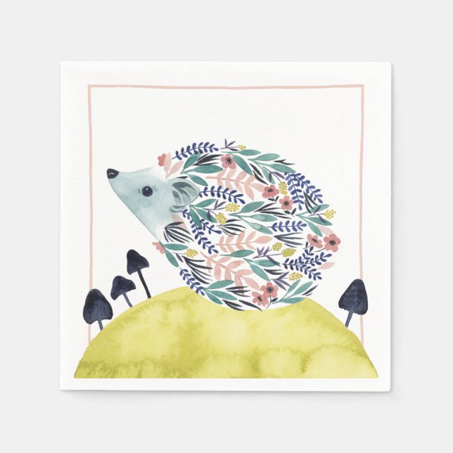 Friends of Clementine | Folk Art Hedge Hog Napkins (Front)
