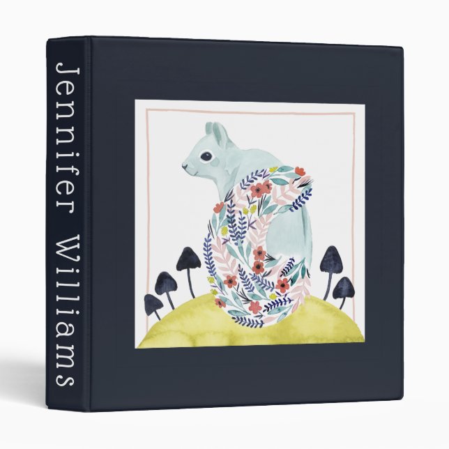 Friends of Clementine | Folk Art Squirrel 3 Ring Binder (Front/Spine)