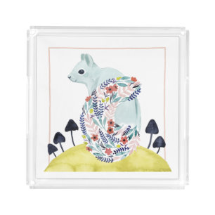 Friends of Clementine Folk Art Squirrel Acrylic Tray