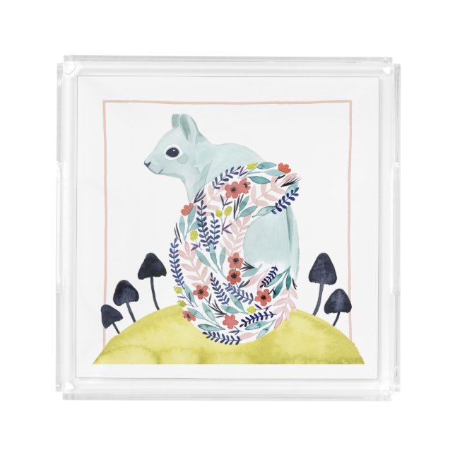 Friends of Clementine | Folk Art Squirrel Acrylic Tray (Front)