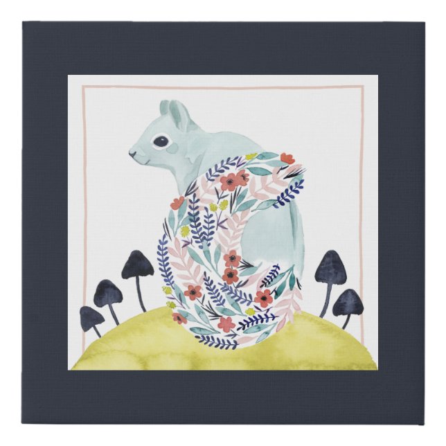 Friends of Clementine | Folk Art Squirrel Faux Canvas Print (Front)