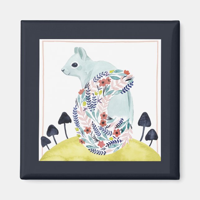 Friends of Clementine | Folk Art Squirrel Magnet (Front)