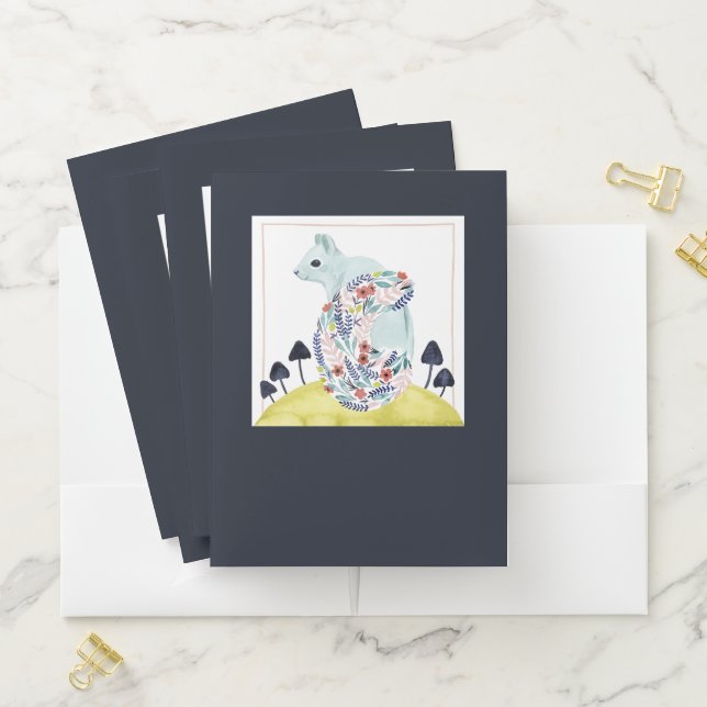 Friends of Clementine | Folk Art Squirrel Pocket Folder (In Situ)