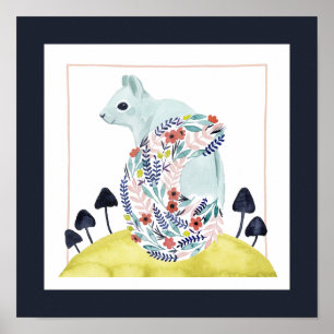 Friends of Clementine   Folk Art Squirrel Poster