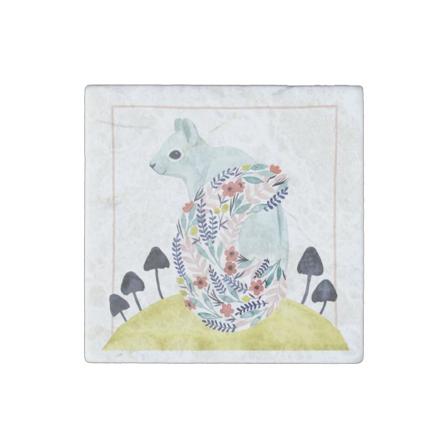 Friends of Clementine | Folk Art Squirrel Stone Magnet (Front)