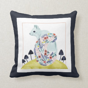 Friends of Clementine Folk Art Squirrel Throw Pillow