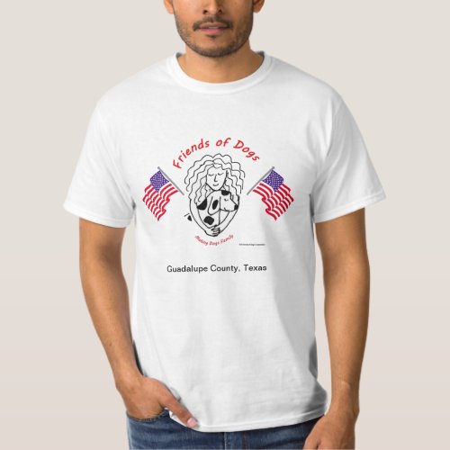 Friends of Dogs Two American Flags T_Shirt