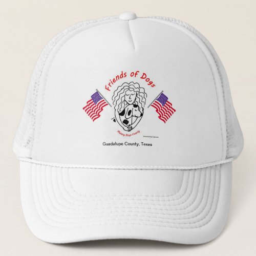 Friends of Dogs Two American Flags Trucker hat