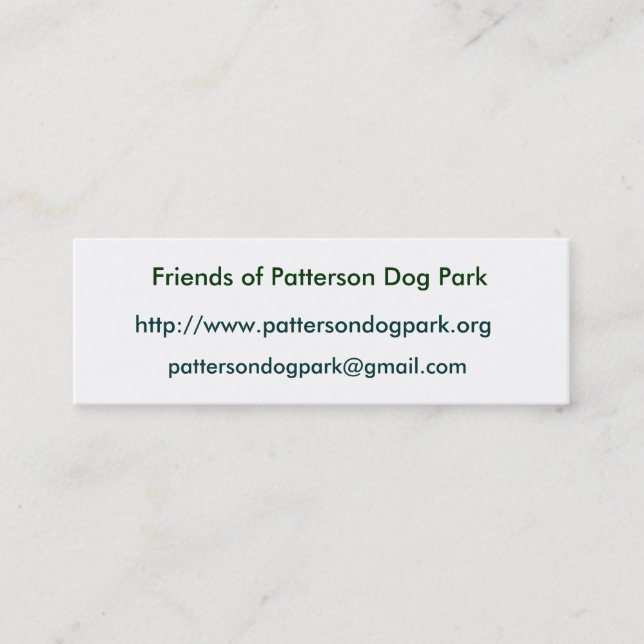 Friends of Patterson Dog Park Mini Business Card (Front)