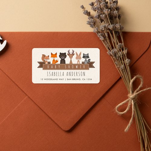 Friends of the Forest Woodland Animals Baby Shower Label