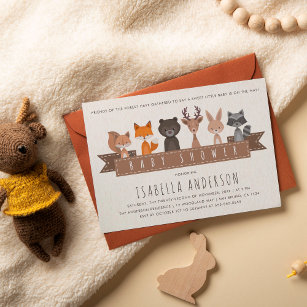 Friends of the Forest Woodland Animals Baby Shower Magnetic Invitation