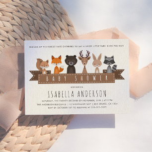 Friends of the Forest Woodland Animals Baby Shower Magnetic Invitation