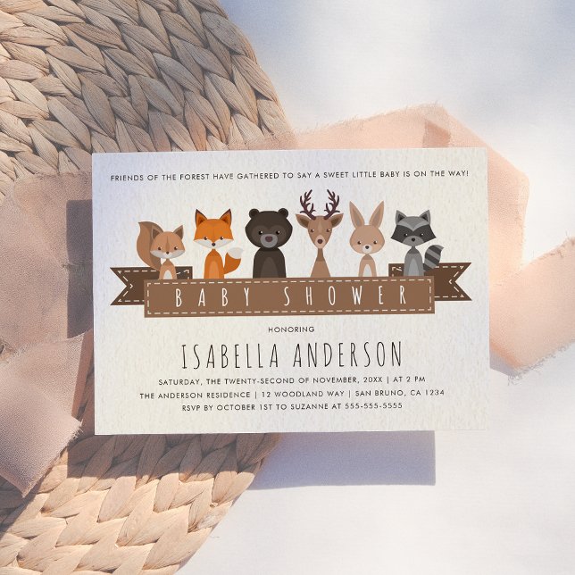 Friends of the Forest Woodland Animals Baby Shower Magnetic Invitation (Creator Uploaded)