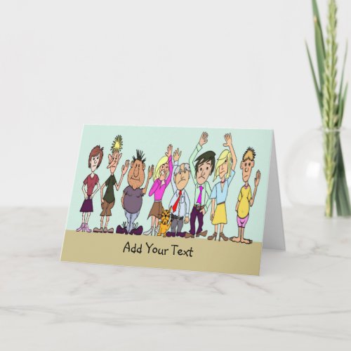 Friends or work colleagues waving goodbye  card