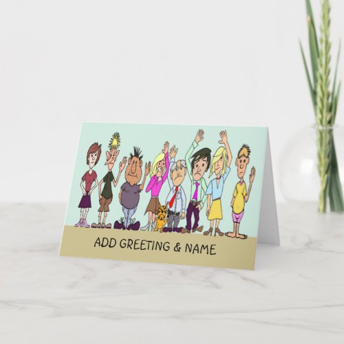 Friends or work colleagues waving goodbye  card