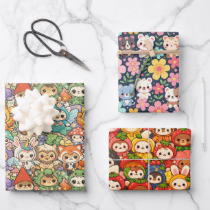 Friends Parade Cute Animal Wrapping Paper Sheets
