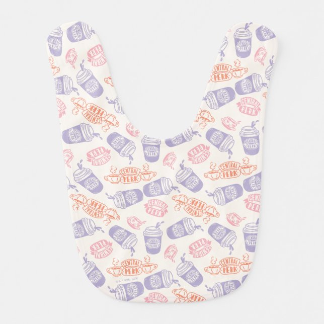 FRIENDS™ | Pastel Central Perk Pattern Baby Bib (Front)