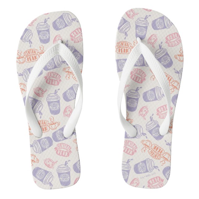 FRIENDS™ | Pastel Central Perk Pattern Flip Flops (Footbed)