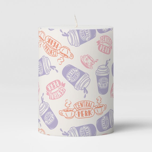FRIENDS™ | Pastel Central Perk Pattern Pillar Candle (Front)