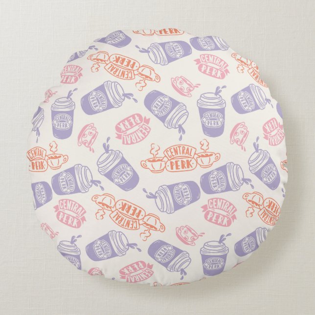 FRIENDS™ | Pastel Central Perk Pattern Round Pillow (Front)