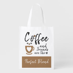 Friends perfect blend white brown coffee grocery bag