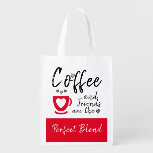 Friends perfect blend white red coffee grocery bag