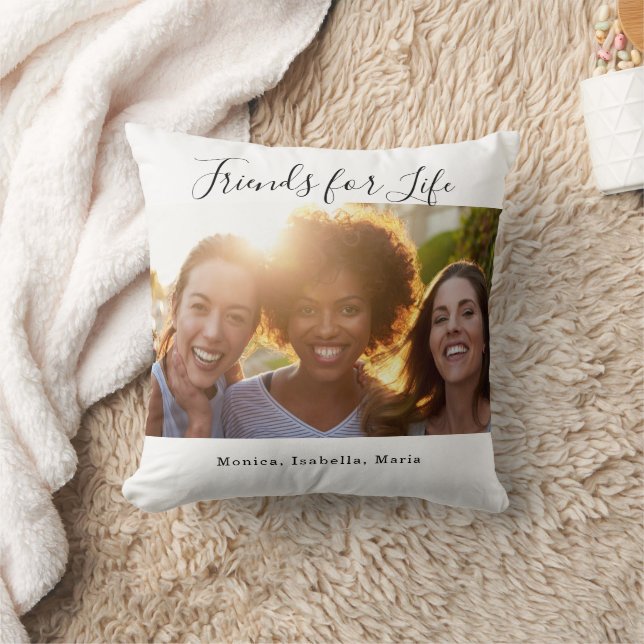 Friends photo names white BFF Throw Pillow (Blanket)