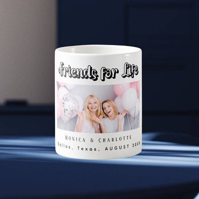 Friends photo names white black coffee mug (Creator Uploaded)
