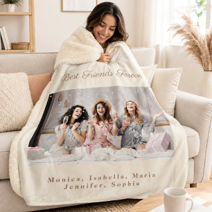 Friends photo off-white cream names sherpa blanket