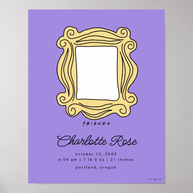 FRIENDS™ Picture Frame | New Baby Birth Stats Poster (Front)