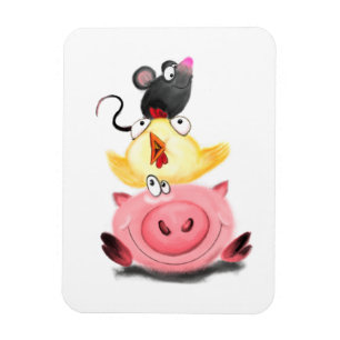 Friends Piggy Chick and Mouse Magnet Fun