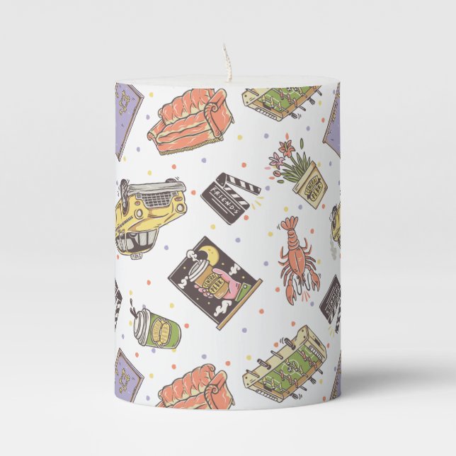 FRIENDS™ | Polka Dot Icon Pattern Pillar Candle (Front)