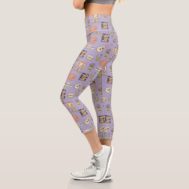 FRIENDS™ | Purple Icon Pattern Capri Leggings (Left)