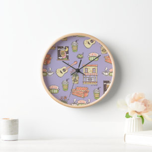 FRIENDS™   Purple Icon Pattern Clock