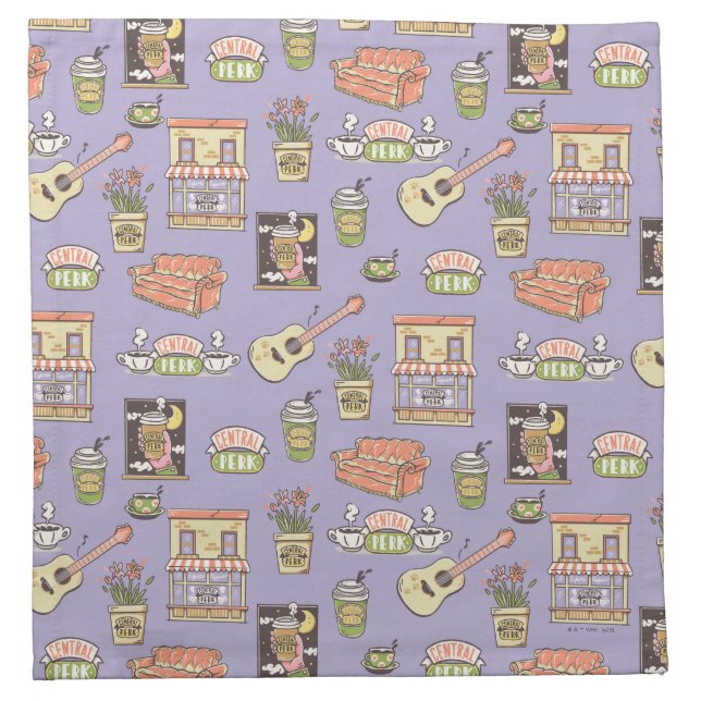FRIENDS™ | Purple Icon Pattern Cloth Napkin (Front)